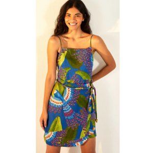 Farm Rio Blue Macaw Mini Wrap Dress M